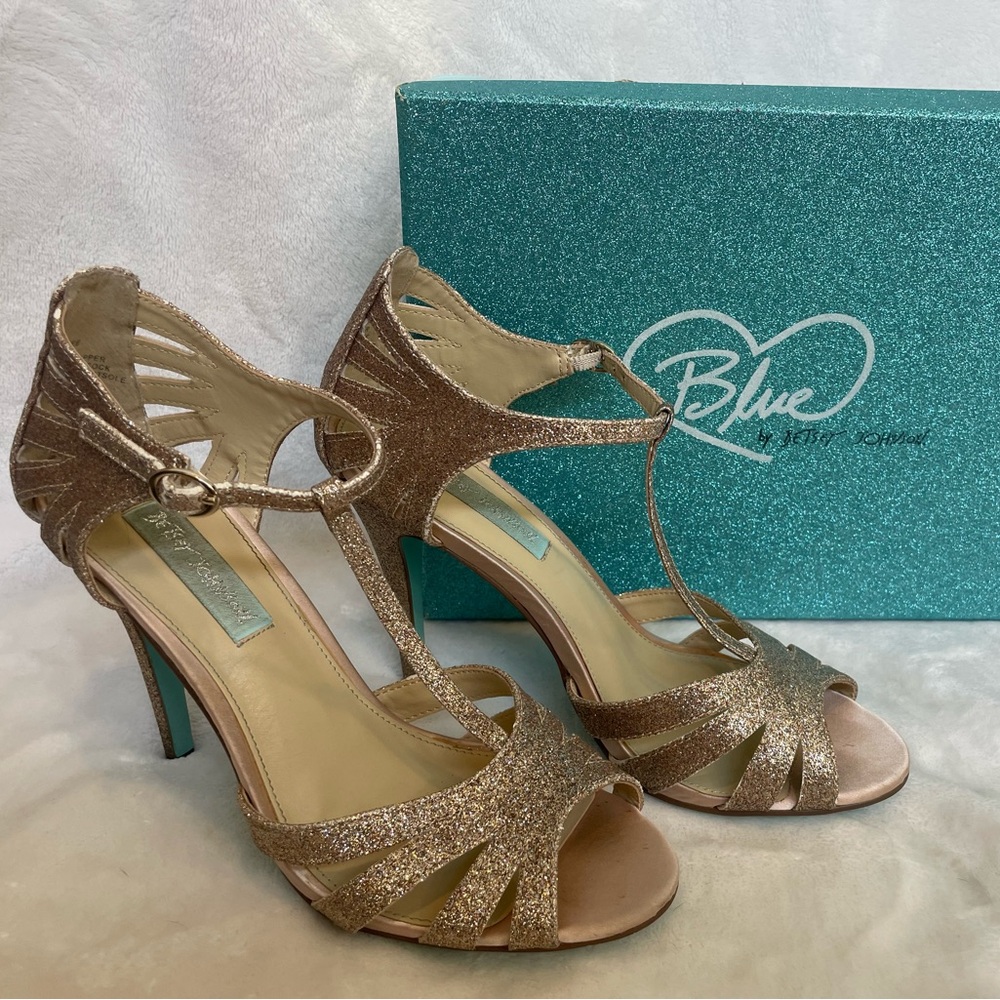 Blue by Betsey Johnson Sparkling Gold Heels